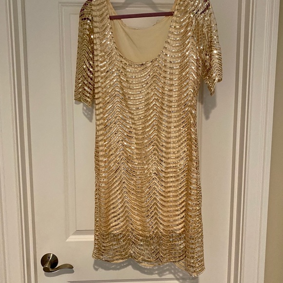 Gold Sequin Dress Large - Picture 3 of 4
